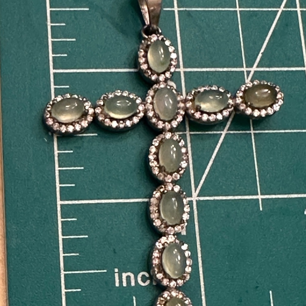 Chalcedony 925 Solid Sterling Silver Huge Cross - image 5